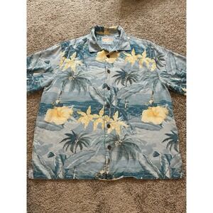 Men's It's 5 O'clock Somewhere Floral Caribbean Button Up Polo - Medium